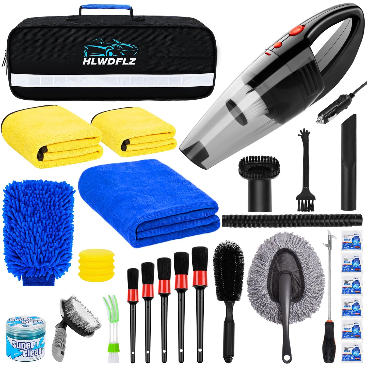 Kit de limpieza de lavado de autos de 30 piezas, aspiradora