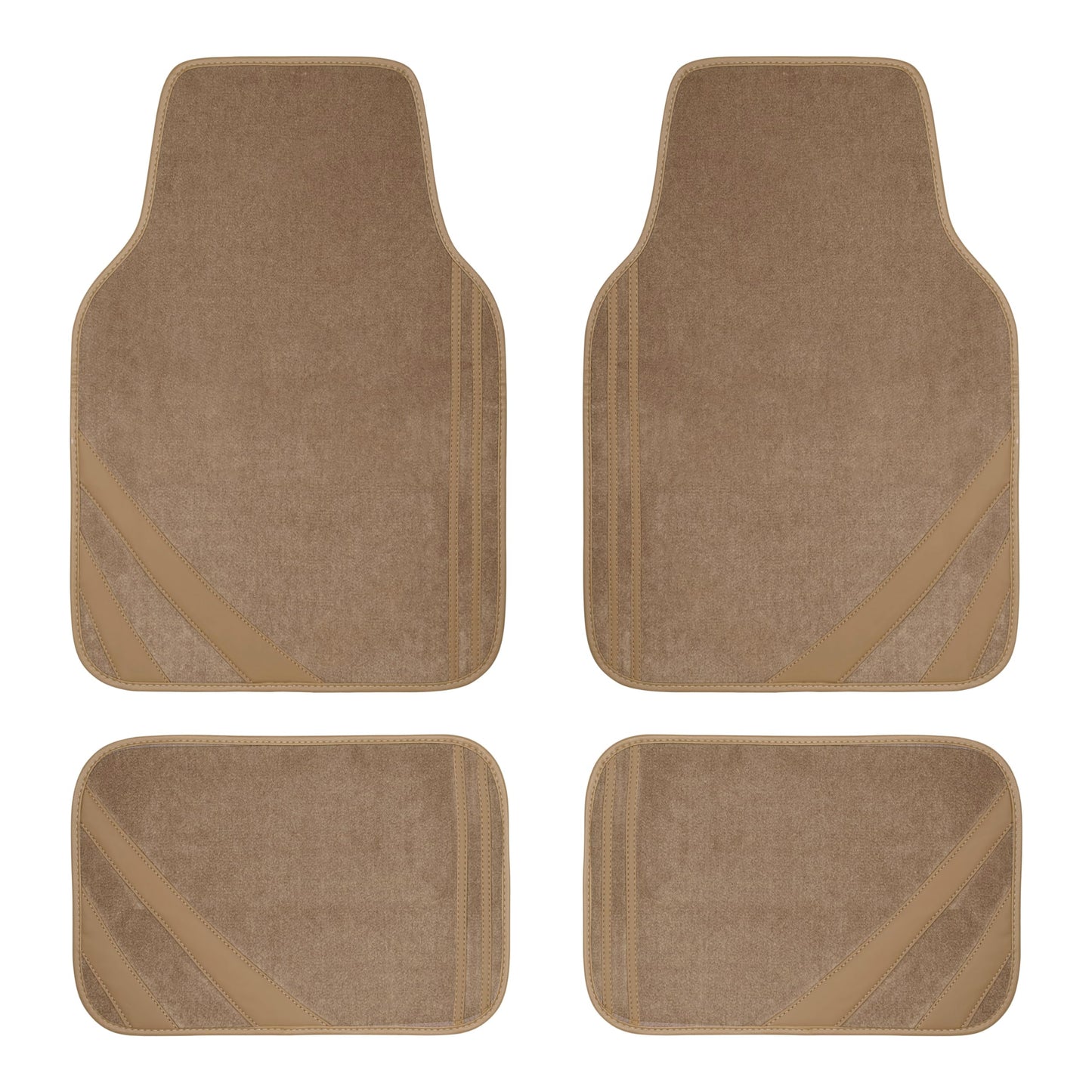 CAR PASS Alfombrillas de cuero beige impermeables con borde