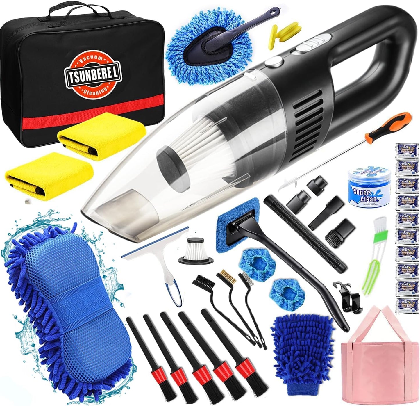Kit de limpieza de automóvil de 51 piezas, aspiradora de man
