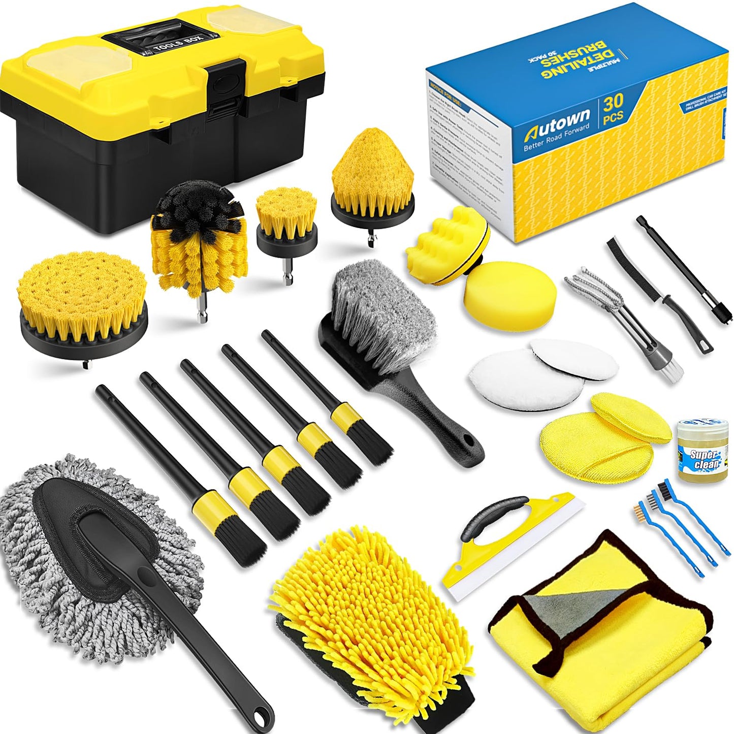 Kit de 30 piezas de detalles de coche, juego de cepillos de