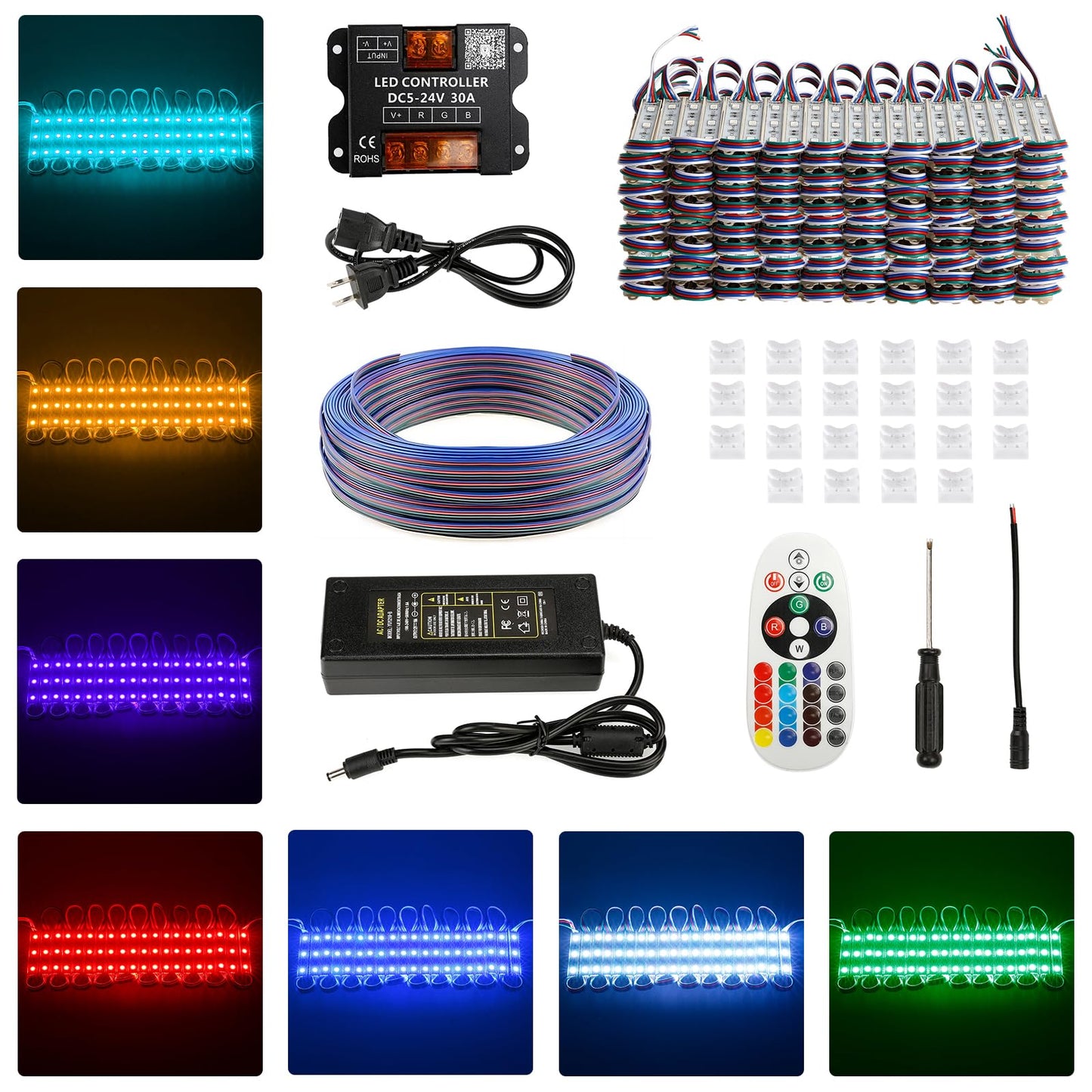 IRONWALLS Luces LED RGB para tiendas, 100 pies, 200 módulos