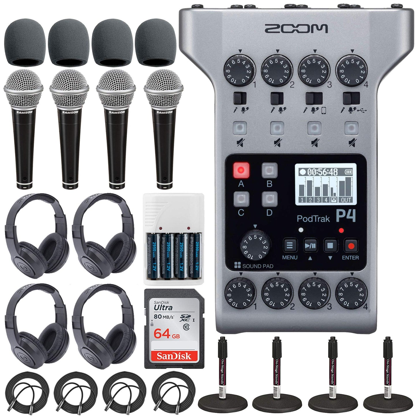 Zoom PodTrak P4 - Grabadora portátil multipista de podcasts