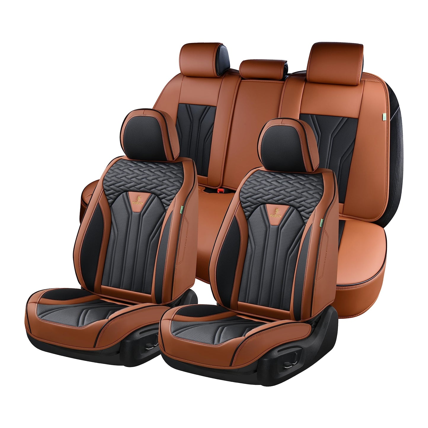 FLORICH Fundas de asiento de cuero, juego completo de fundas