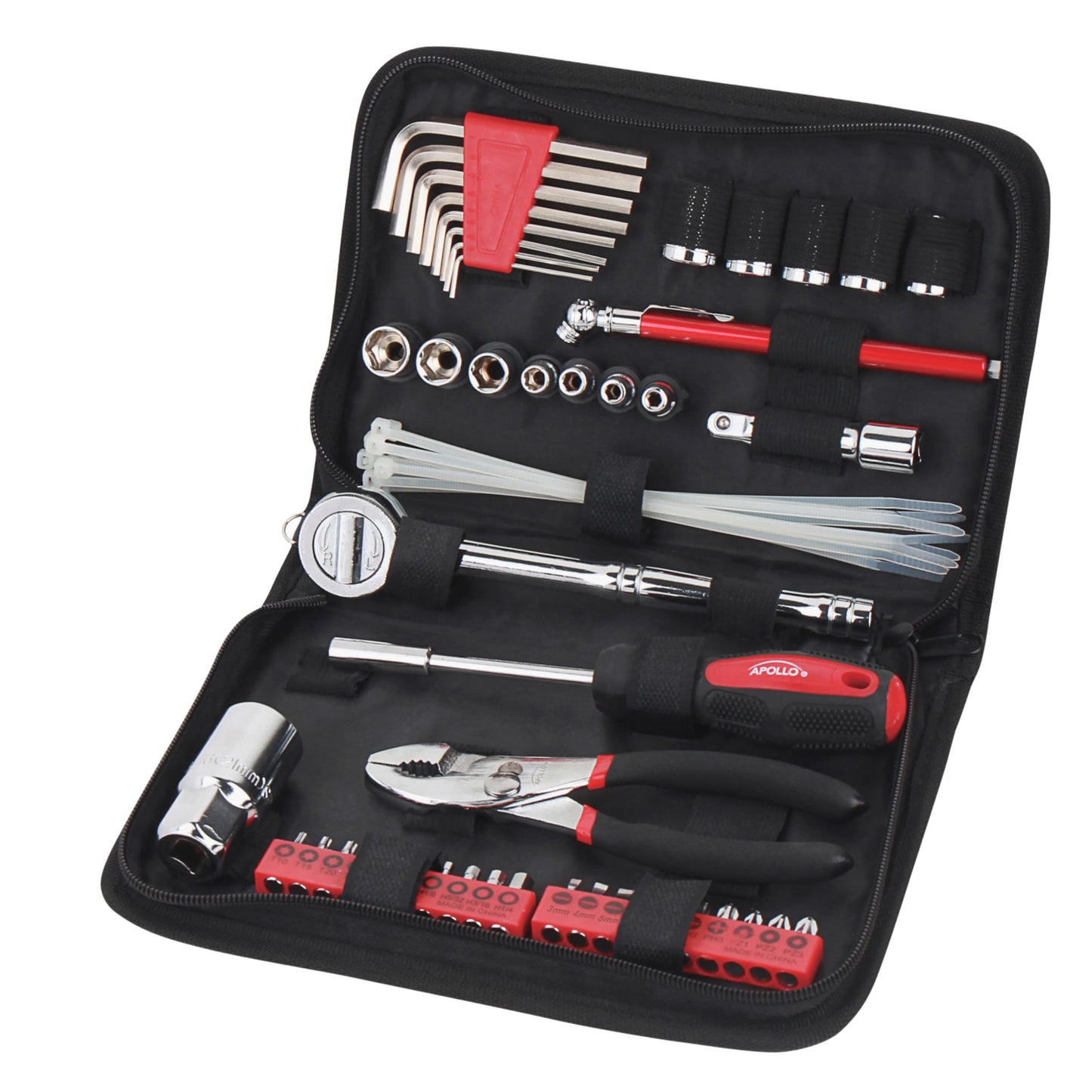 Apollo Tools DT9774 - Juego de 56 herramientas compactas SAE