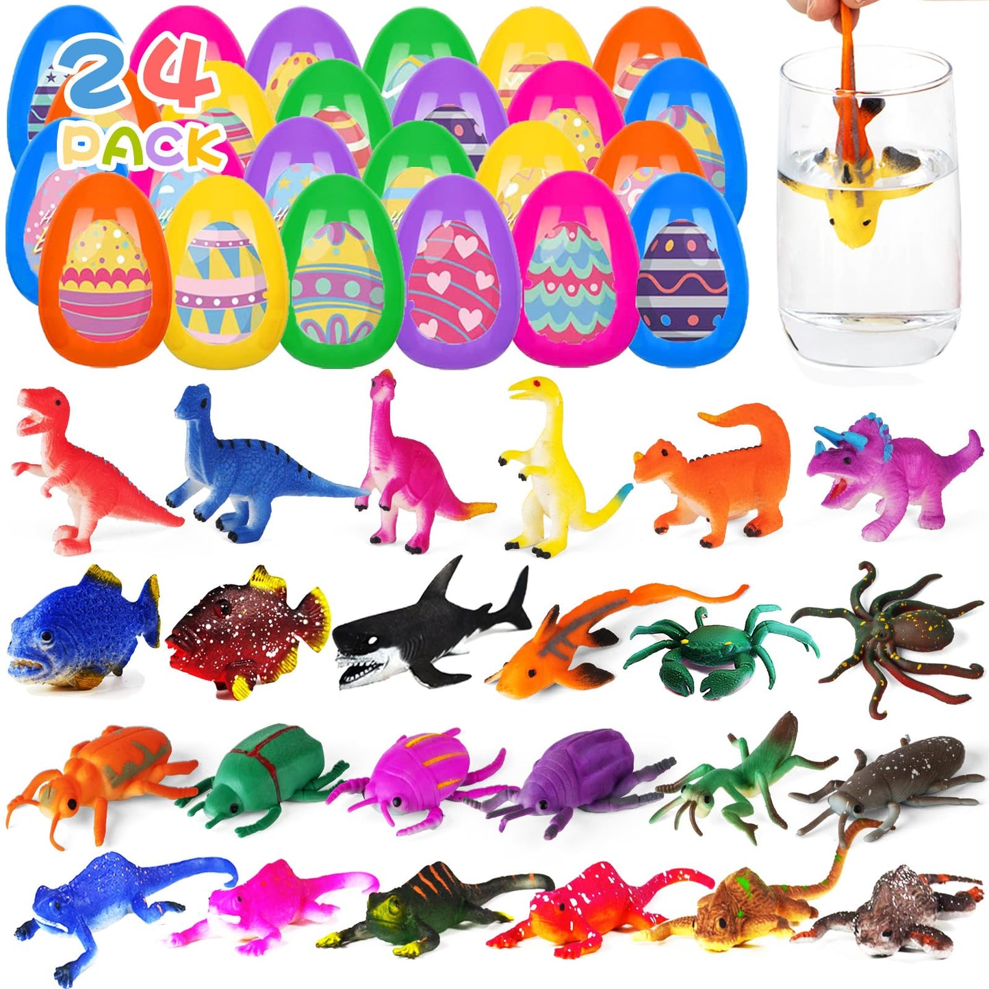 Paquete de 24 huevos de Pascua precargados con animales marinos que ca