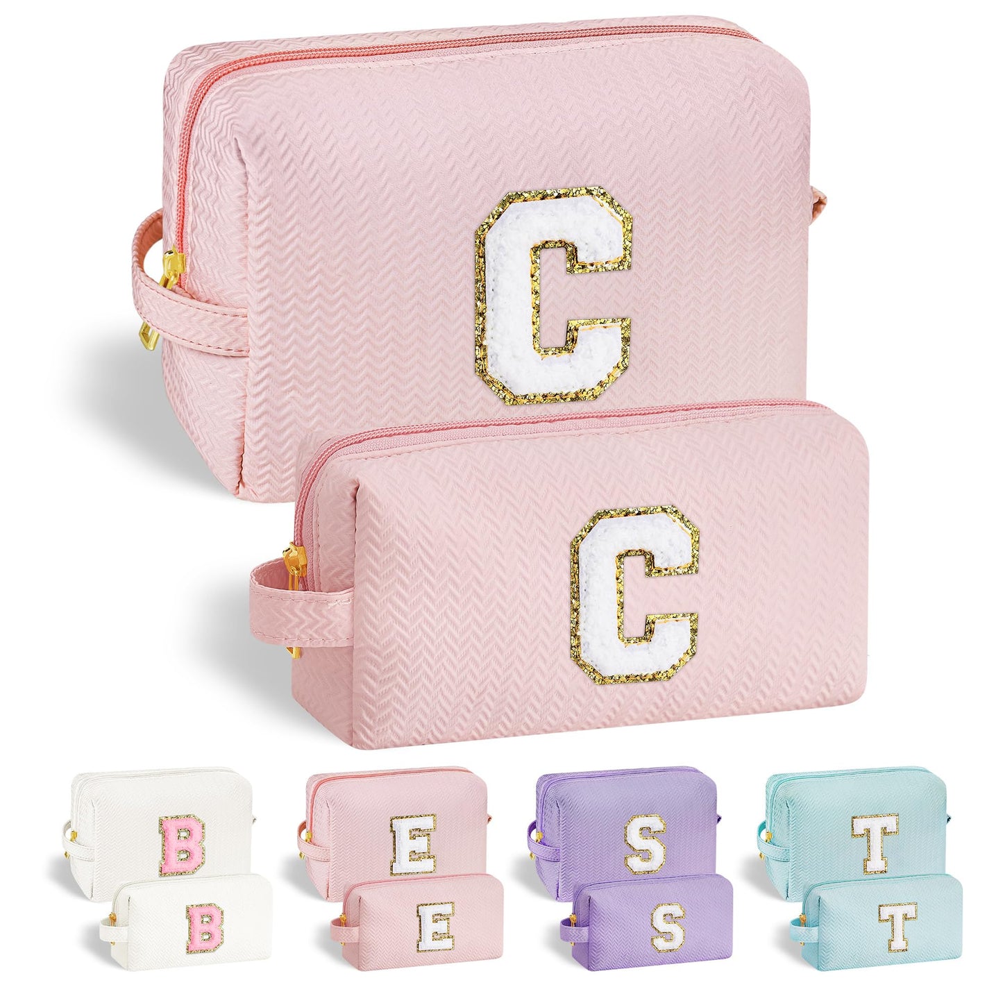 YOOLIFE Bolsa de maquillaje de viaje con inicial, regalos de