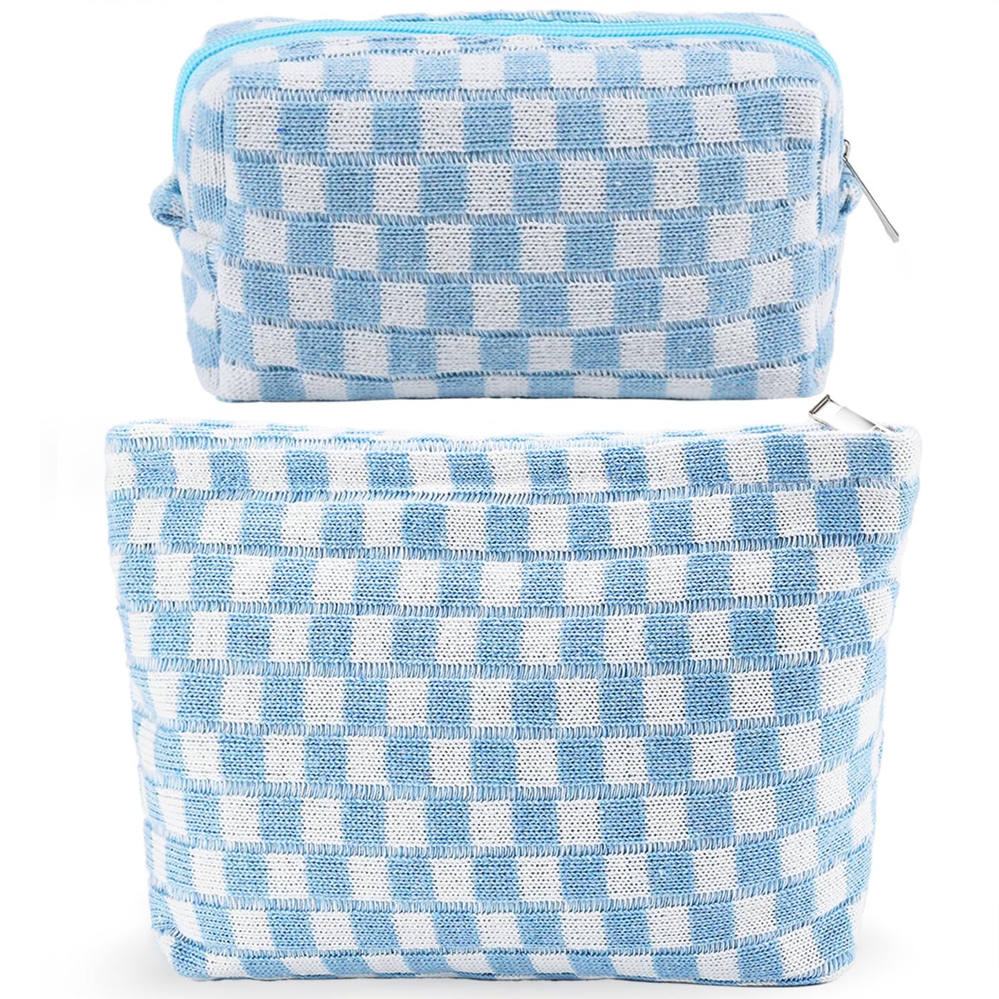ZLFSRQ 2 bolsas de maquillaje a cuadros para mujer, juego de