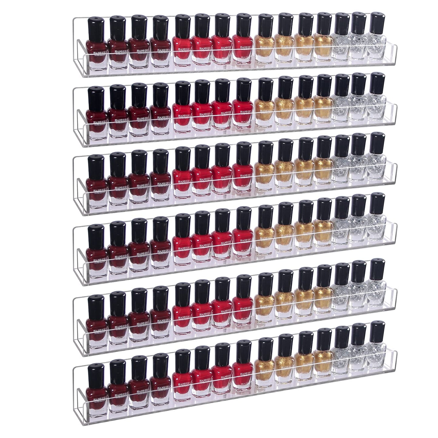 Juego de 6 soportes acrílicos para esmalte de uñas, montado