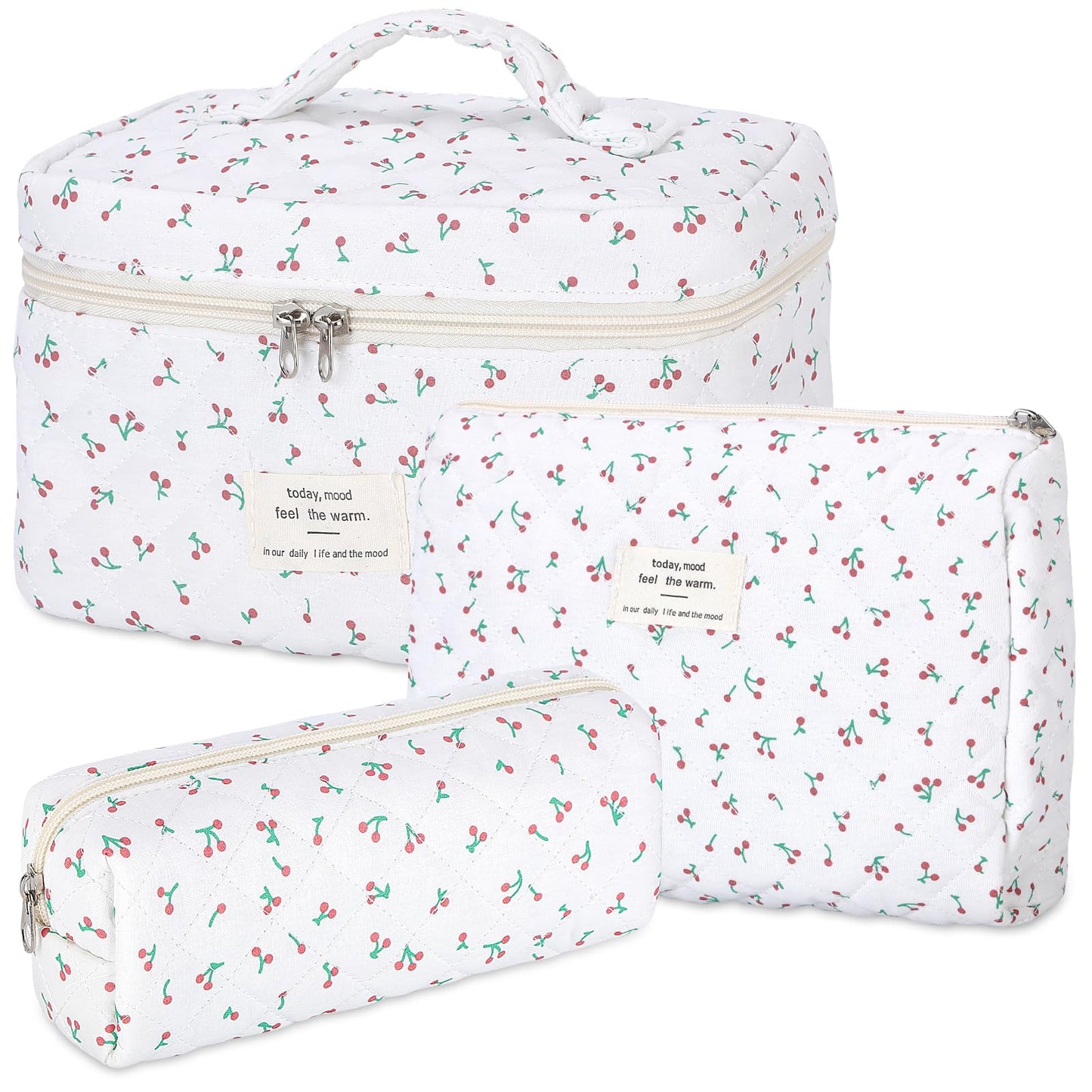 senbowe Bolsa de maquillaje floral, paquete de 3 bolsas de m