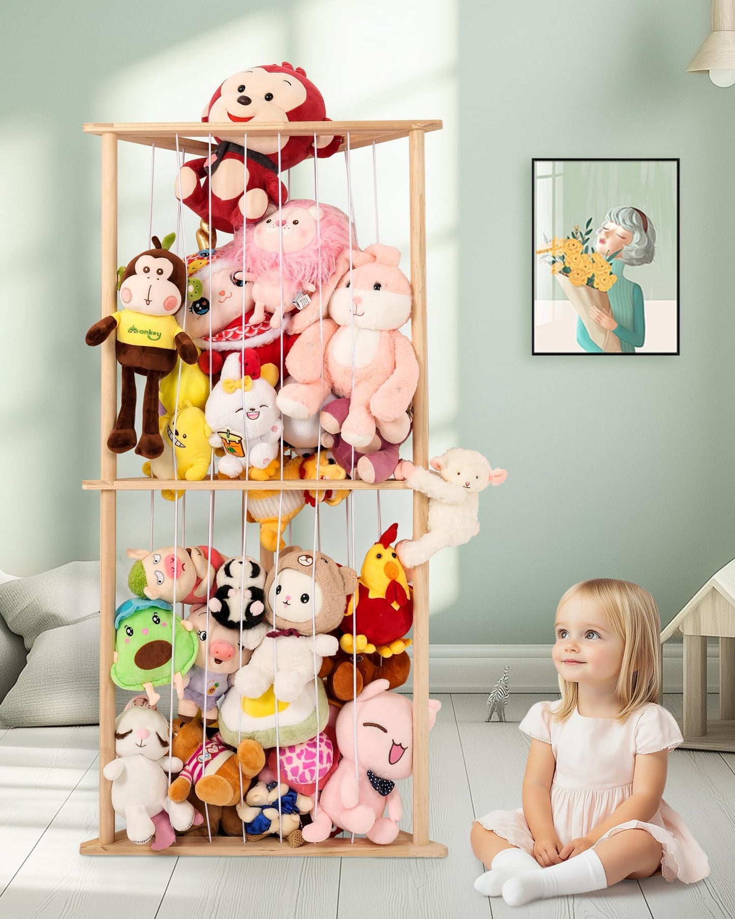 Zoológico de animales de peluche, en forma de triángulo, almacenamient