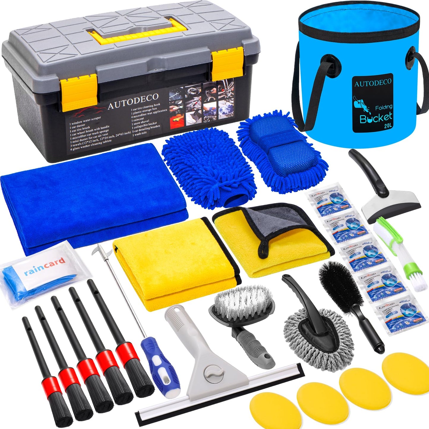 AUTODECO Kit de limpieza de lavado de autos de 30 piezas, ju