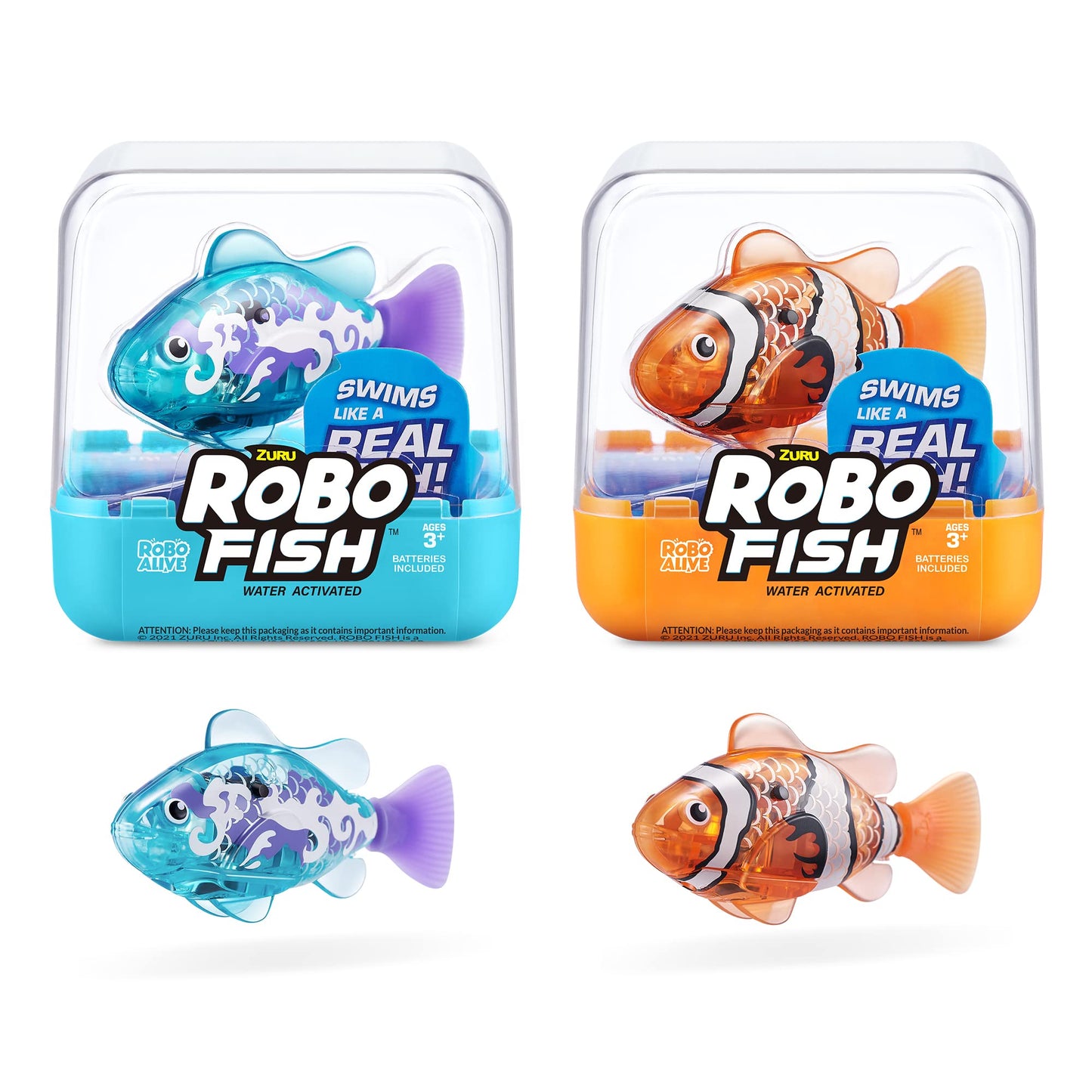 ZURU Robo Alive, Robo Fish Series 3 - Peces robóticos que nadan y se a