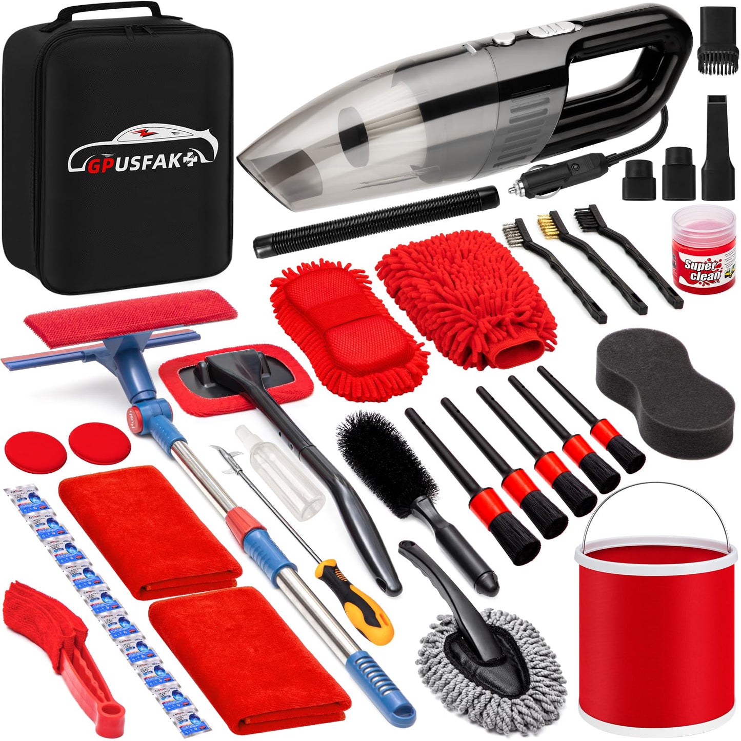 Kit de limpieza de lavado de autos de 41 piezas con herramie