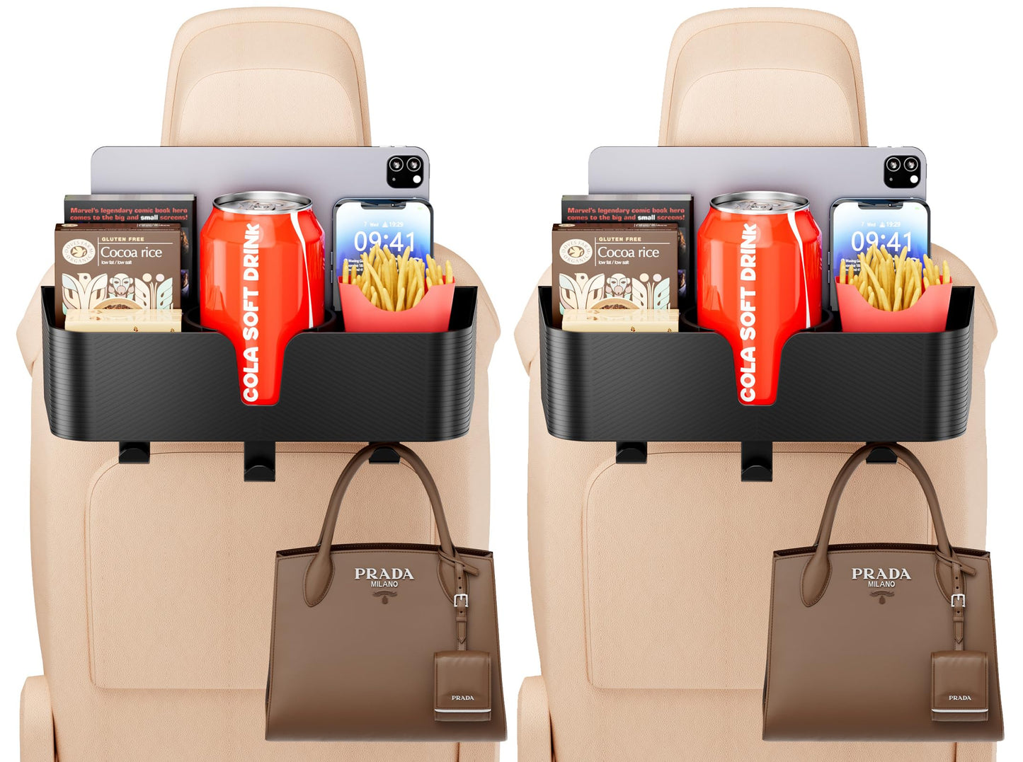 Organizador de asiento trasero 4 en 1 para reposacabezas de