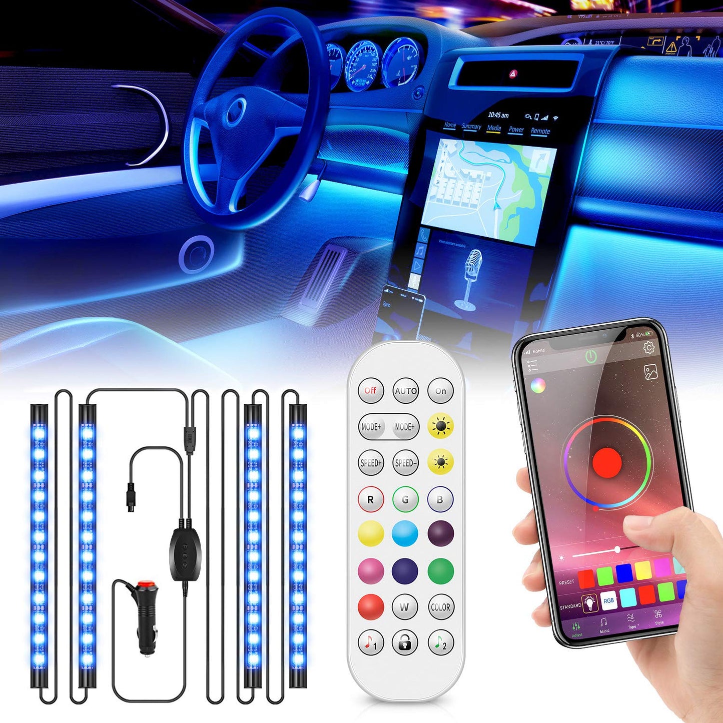 Luces interiores del coche, diseño 2 en 1 DC 12 V activadas