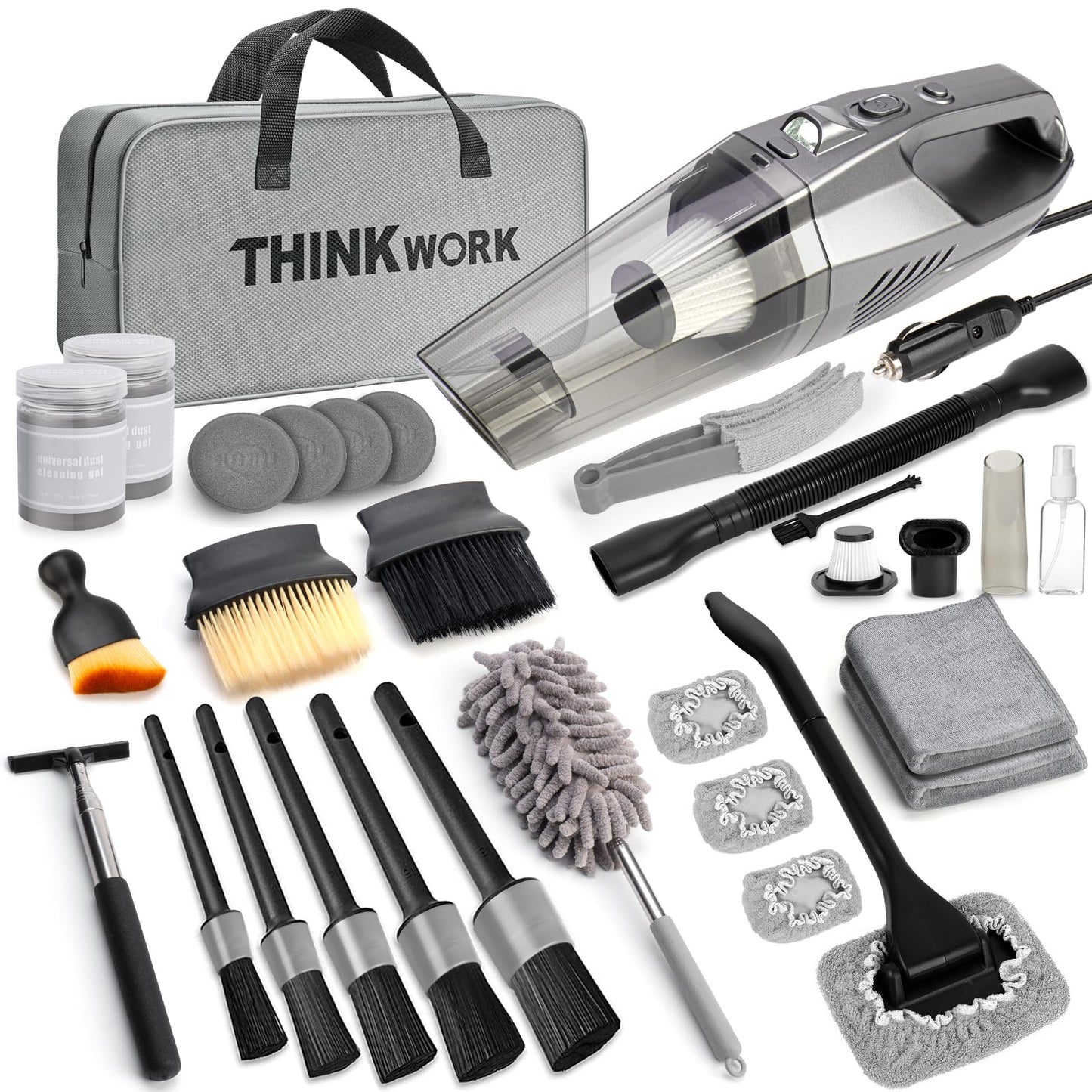 THINKWORK Kit de limpieza para automóvil, kit de aspiradora