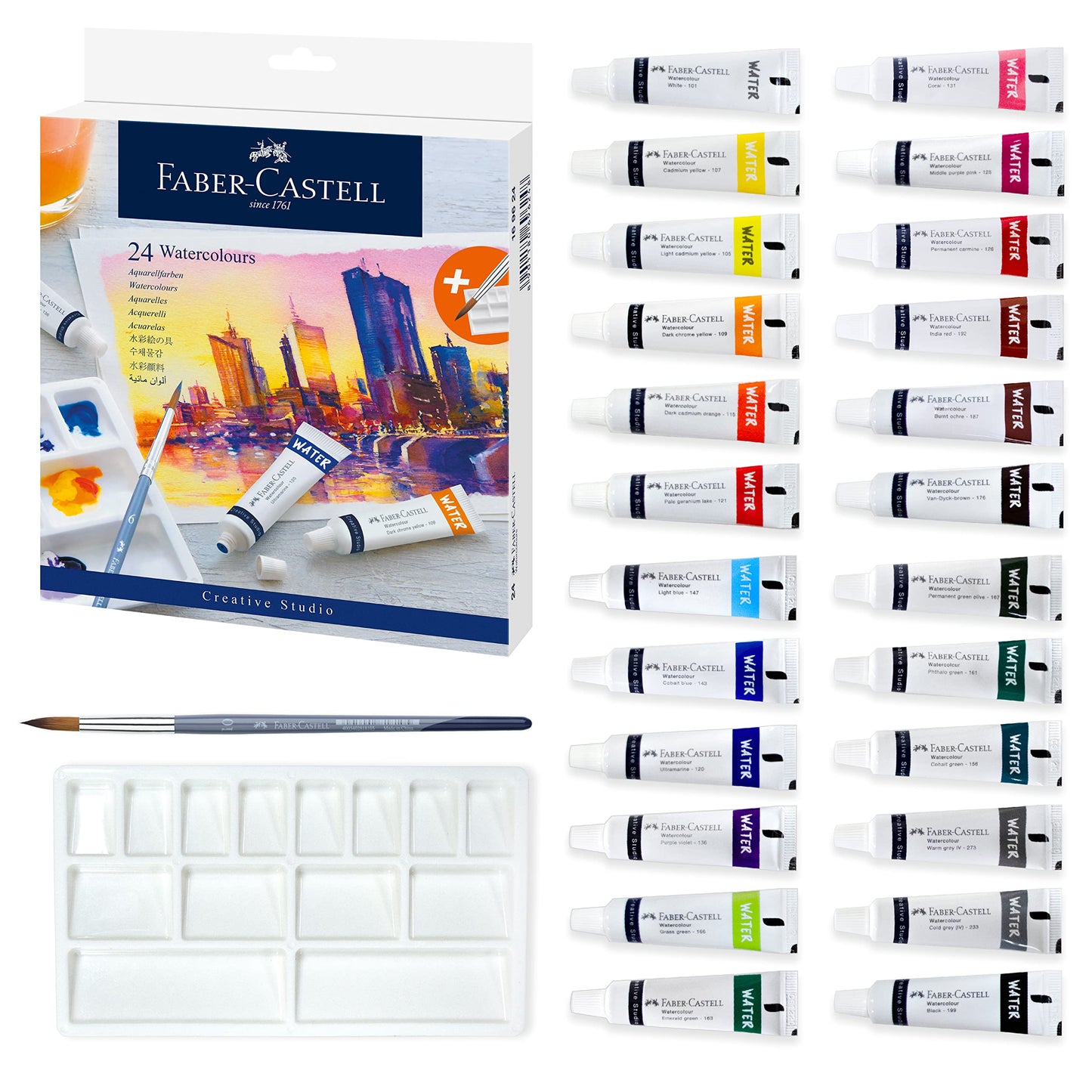 Faber-Castell Juego de pintura de acuarela, 24 tubos de acua