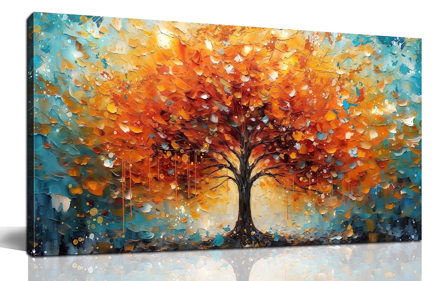 Zoyotago Lienzo grande para pared, diseño de árbol naranja y