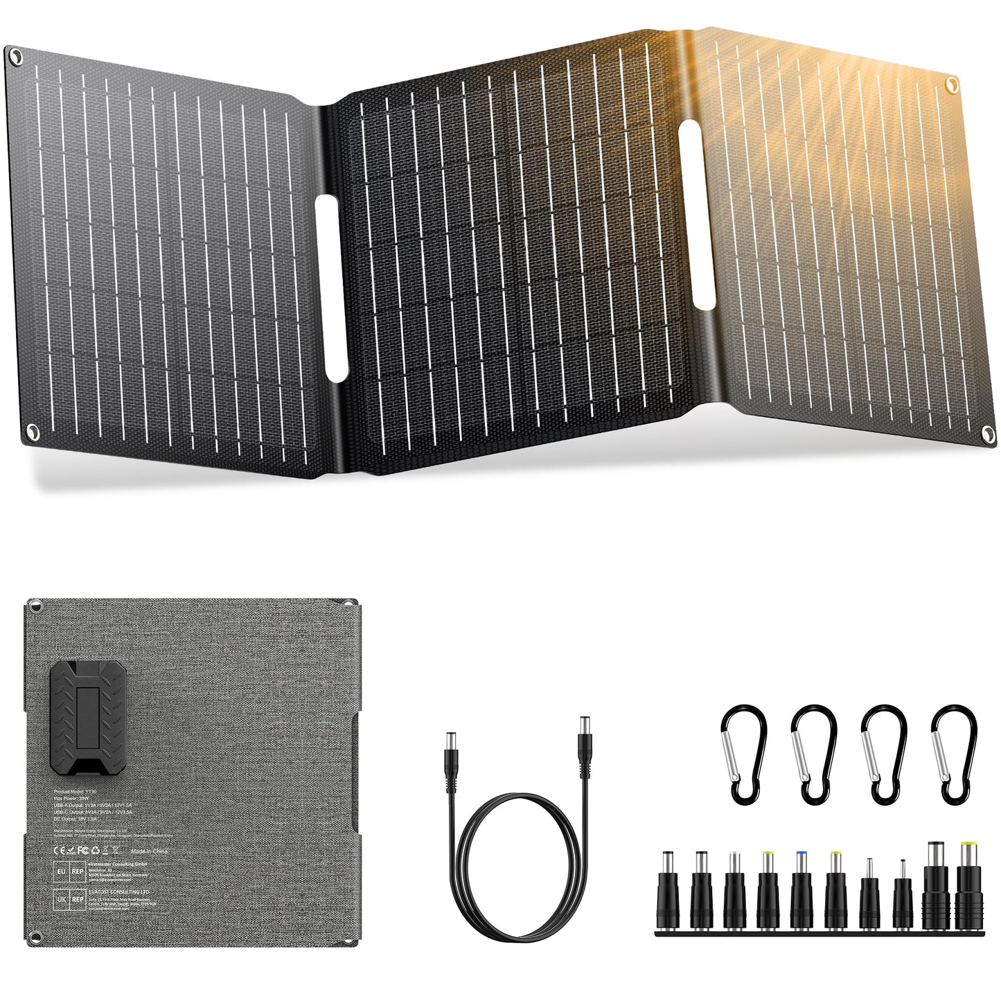 ZeroKor - Cargador de panel solar portátil de 30 W, kit de p