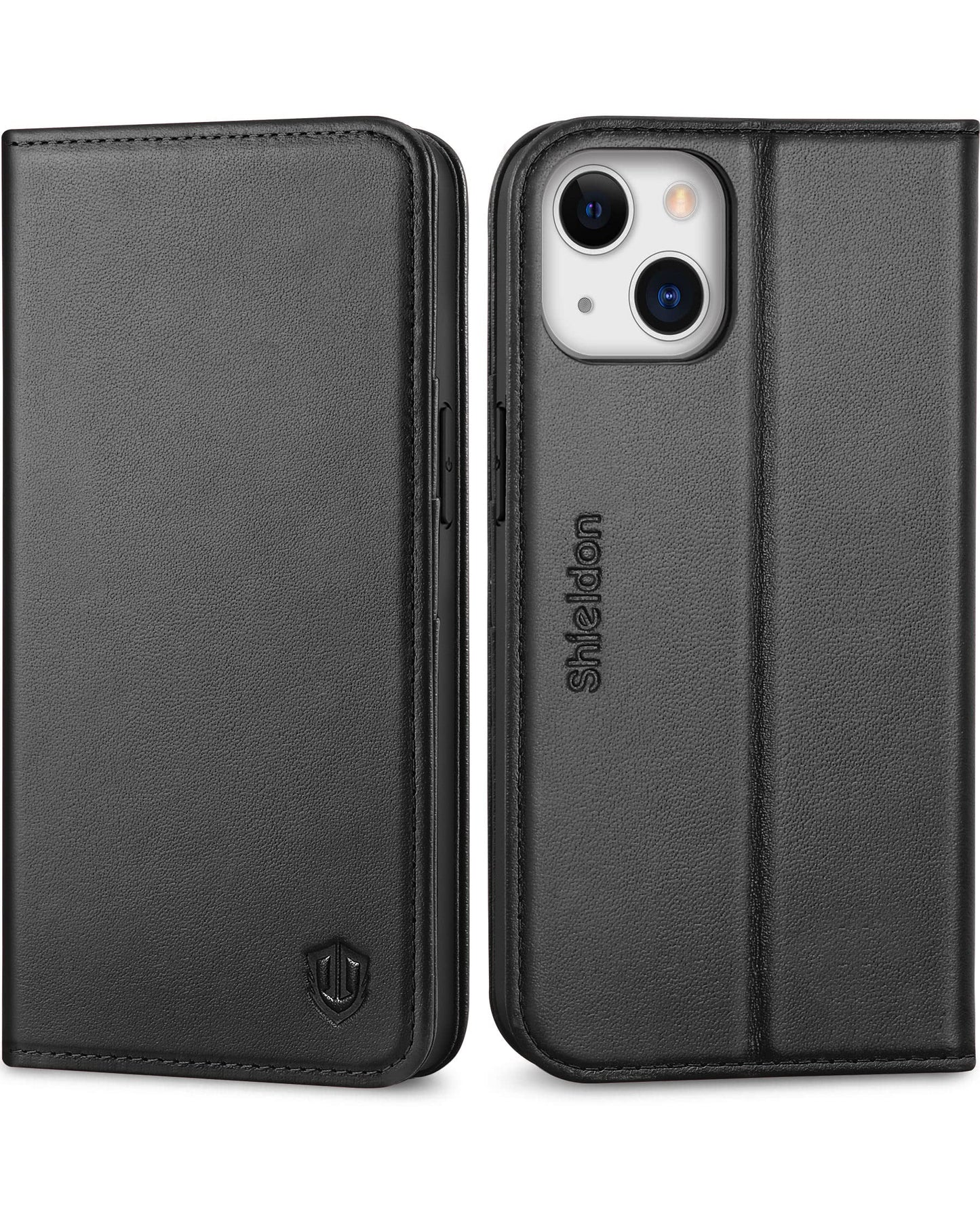 SHIELDON Funda para iPhone 13, de piel auténtica, con funció