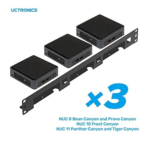 UCTRONICS NUC Montaje en Rack, 19" 1U Montaje en Rack Soporta 3 Unidades de Modelo Bajo NUC