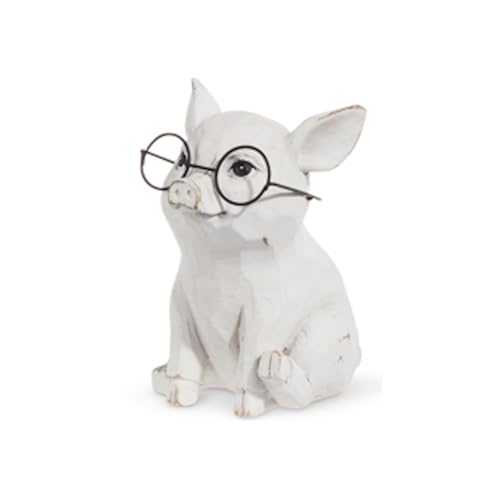 The Bridge Collection Figura decorativa de cerdo con gafas,