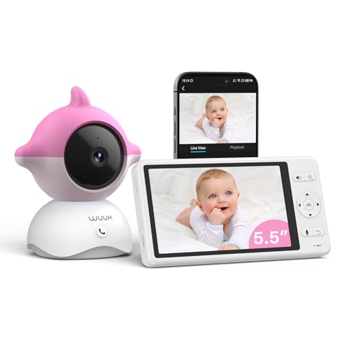 WUUK Monitor de bebé con video 2K, monitor de bebé de 5.5 pu