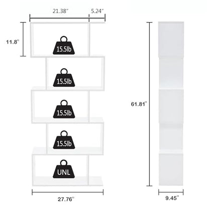 Yusong Estantería de 5 niveles, estantería geométrica en for