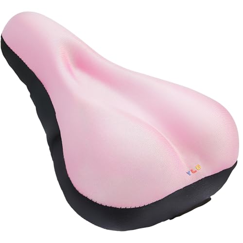 YLG Cojín de asiento de bicicleta de gel rosa, funda de asie