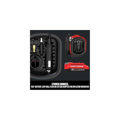 CRAFTSMAN Inflador de neumáticos V20, compresor de aire port
