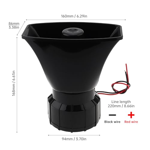 Cuerno de sirena de alarma con cable, DC 12 V 100 W sirena e