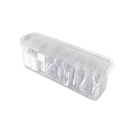 Yesesion Caja organizadora de cables de plástico con 7 compa