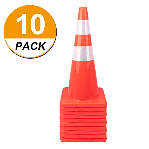 [Paquete de 10] Conos de tráfico de plástico de 28 pulgadas,