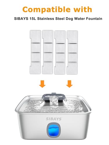 SIBAYS Dog Water Fountain Filter Replacement, 4Gal/15L Pet F