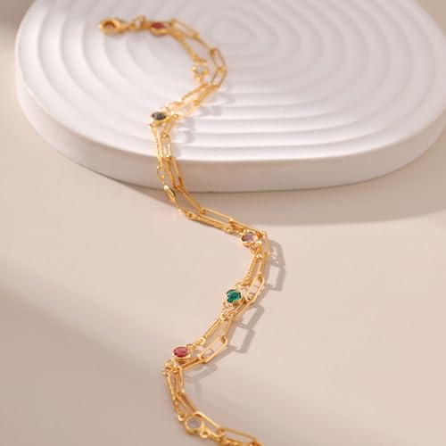 Yumikoo Tobilleras chapadas en oro de 18 quilates para mujer