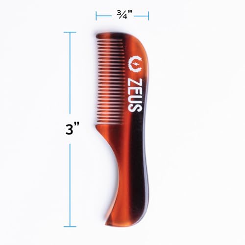 ZEUS Peine de bigote hecho a mano, dientes finos, celulosa d
