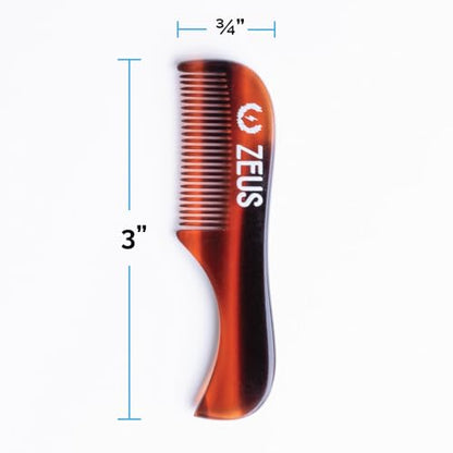 ZEUS Peine de bigote hecho a mano, dientes finos, celulosa d