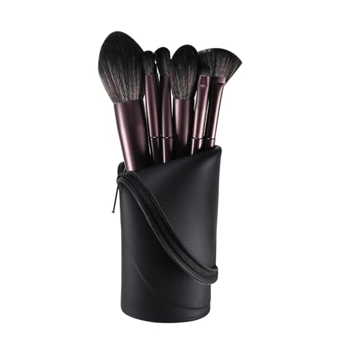 Estuche portátil para brochas de maquillaje, de piel sintéti