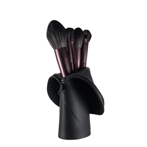 Estuche portátil para brochas de maquillaje, de piel sintéti