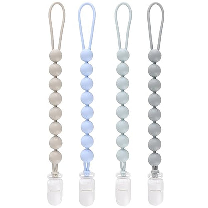 Paquete de 4 clips de silicona para chupetes para bebés, niños y niñas