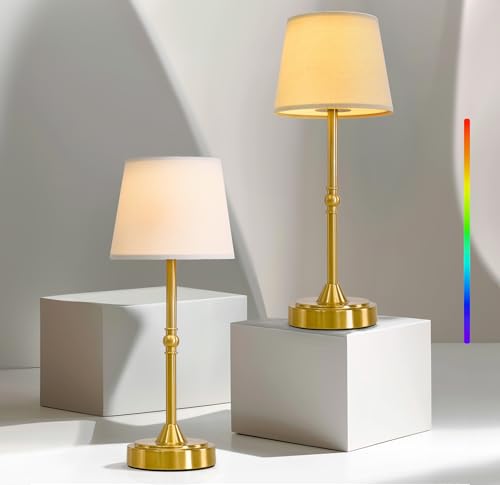 Oneach Juego de 2 lámparas de mesa LED inalámbricas de 16 pu