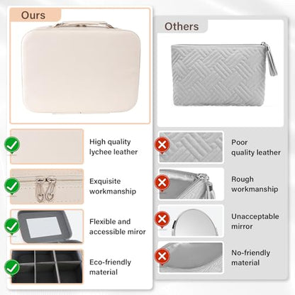 Elegante bolsa de maquillaje de viaje con espejo - bolsa de