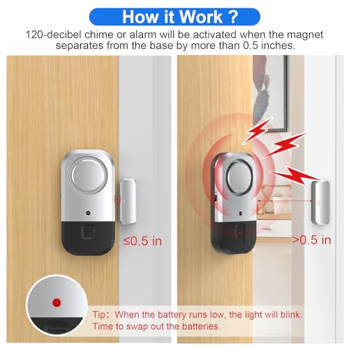 Sensores de alarma para puerta y ventana, alarma de puerta p