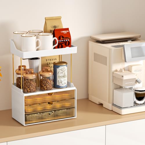 Organizador de maquillaje de 3 cajones de 2 niveles, organiz