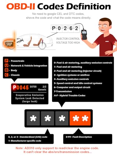 ANCEL AD310 Escáner universal clásico mejorado OBD II, Lecto