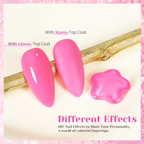 Esmalte de uñas de gel rosa intenso, 0.51 onzas líquidas par