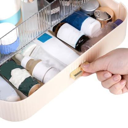 Organizador de maquillaje transparente con cajón, vitrina de