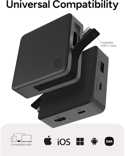 ZAGG Hub de 4 puertos: versátil USB-C PD, USB-A, USB-C, adap