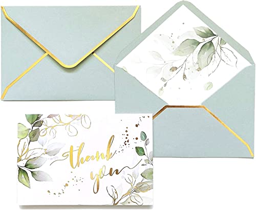 Winoo Design Tarjetas de agradecimiento verdes resistentes c
