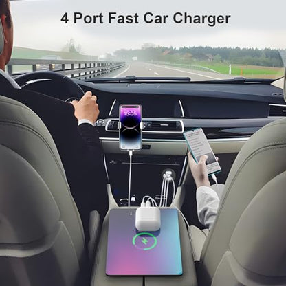 Cargador de coche con salida USB de 78 W, 4 puertos y 12 V,